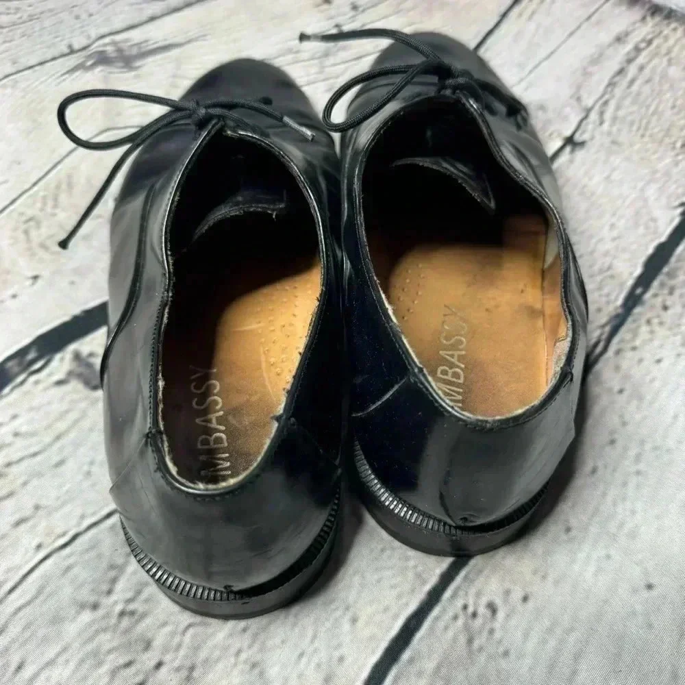 Embassy Black Leather Oxford Dress Shoes Lace Up Casual Shoes size 9.5